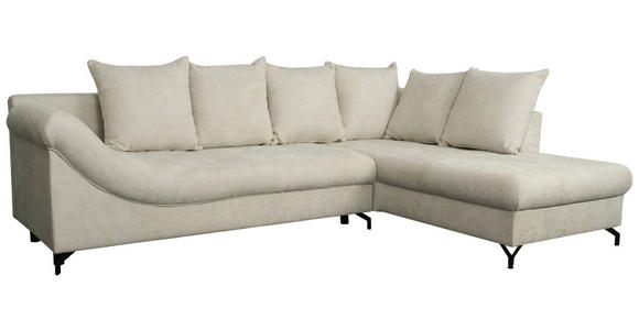 ECKSOFA Hellgrau Struktur - Hellgrau/Schwarz, KONVENTIONELL, Textil/Metall (247/194cm) - Carryhome