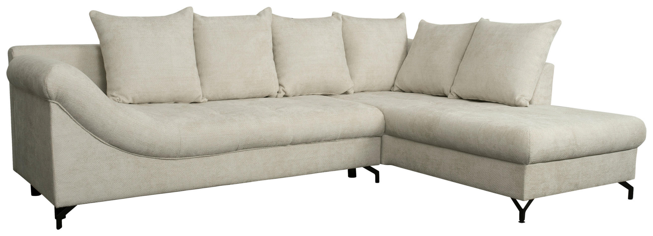 ECKSOFA Hellgrau Struktur  - Hellgrau/Schwarz, KONVENTIONELL, Textil/Metall (274/194cm) - Carryhome