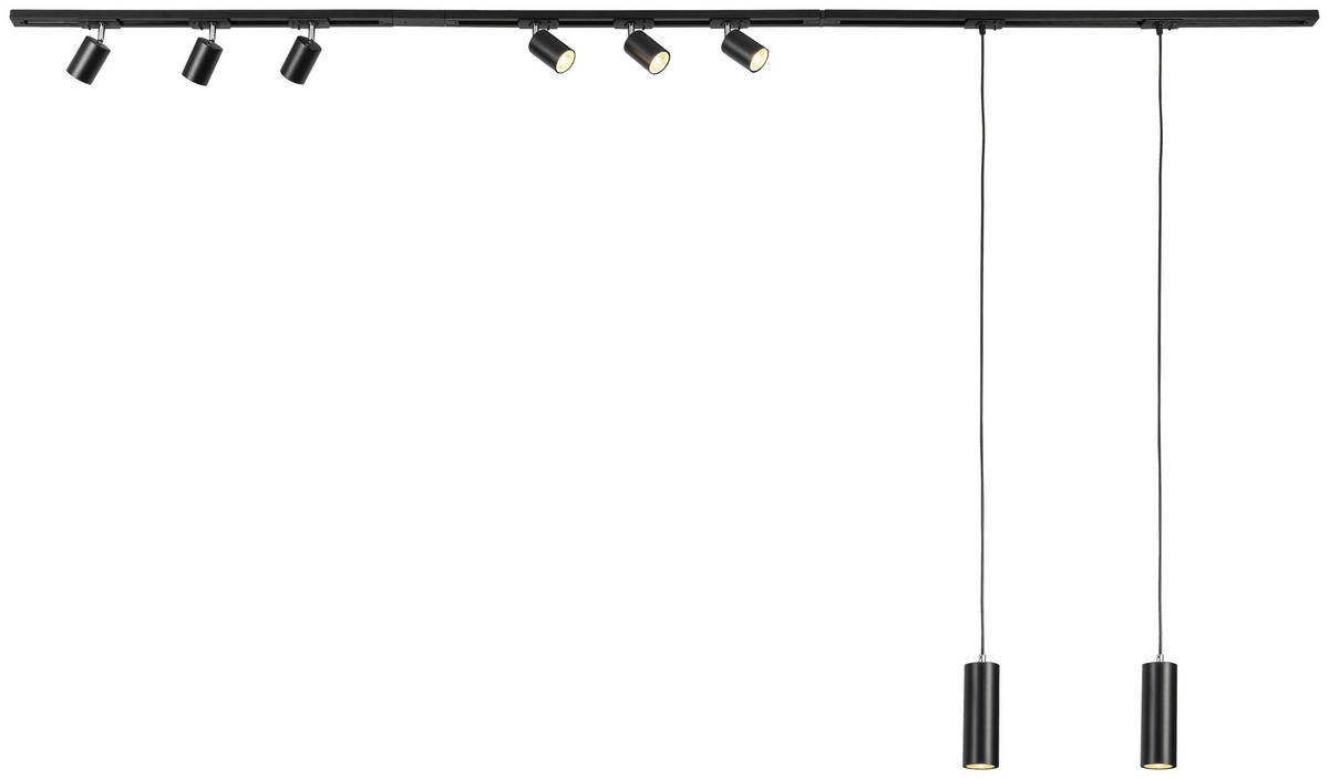 DECKENLEUCHTE 262 cm   - Schwarz, Trend, Kunststoff/Metall (262cm) - Novel