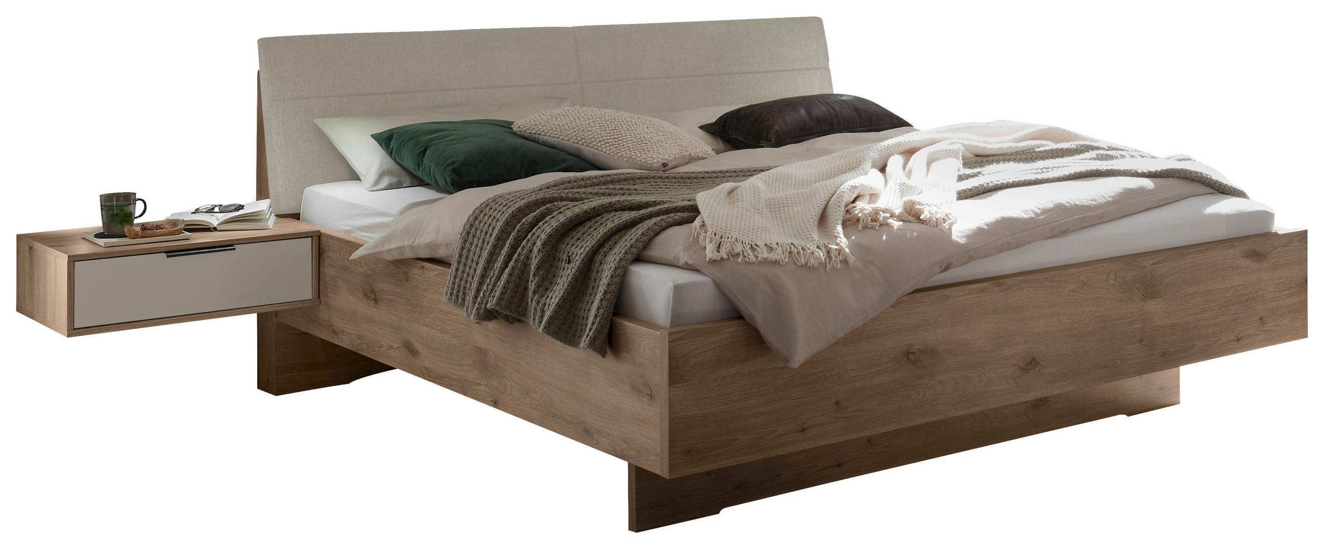 BETTANLAGE 180/200 cm  in Eichefarben, Champagner  - Champagner/Eichefarben, MODERN, Holzwerkstoff/Textil (180/200cm) - Venda