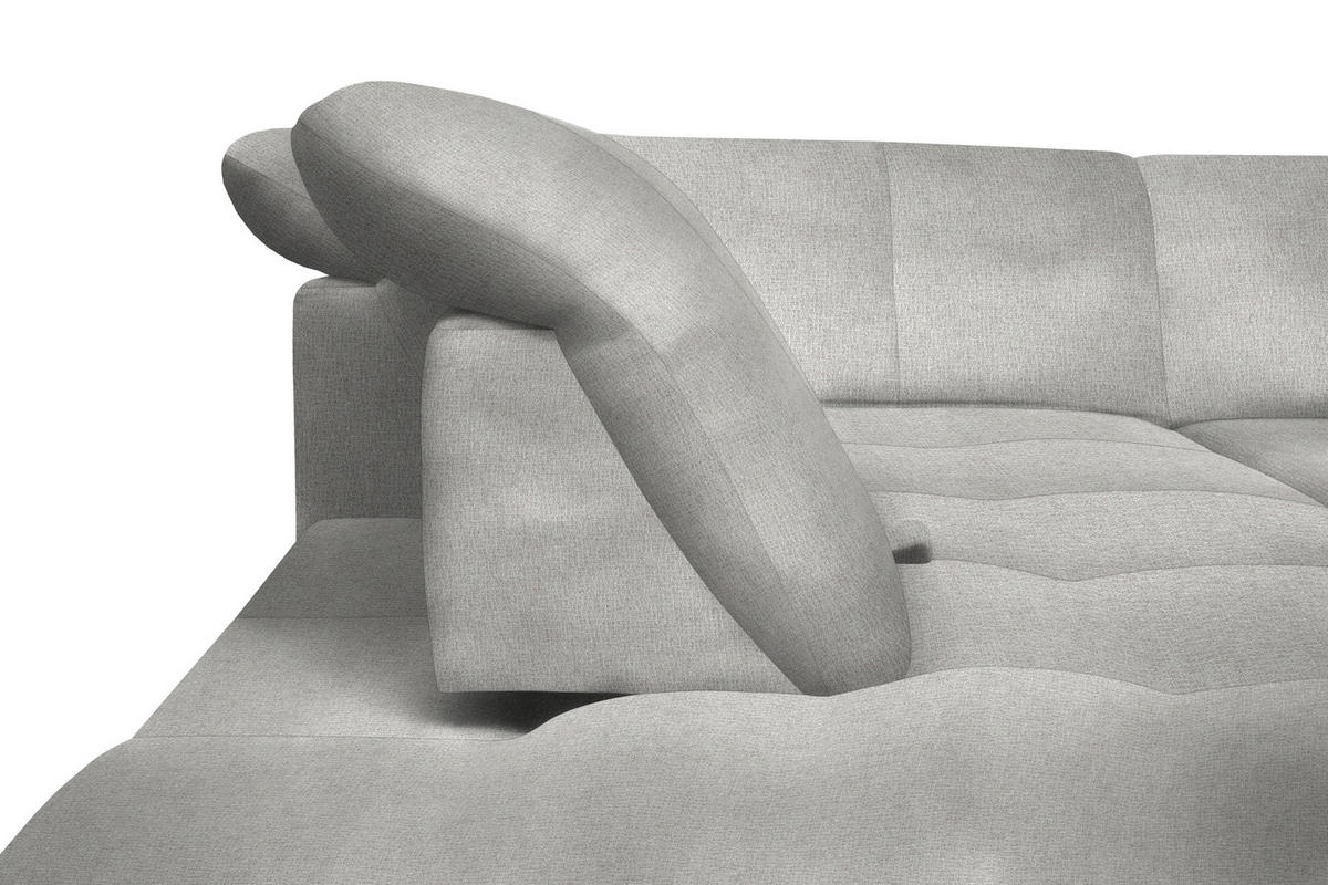 ECKSOFA Hellgrau Flachgewebe  - Hellgrau/Schwarz, Design, Textil/Metall (313/242cm) - Xora