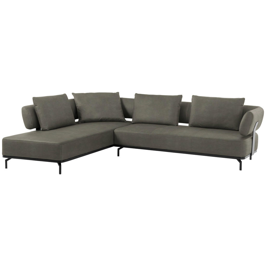 Thumbnail - Dieter Knoll Ecksofa Palio, Grau, Leder, Echtleder, Longlife-Leder, 3-Sitzer, Füllung: Polyurethan (Pur), Ottomane links...