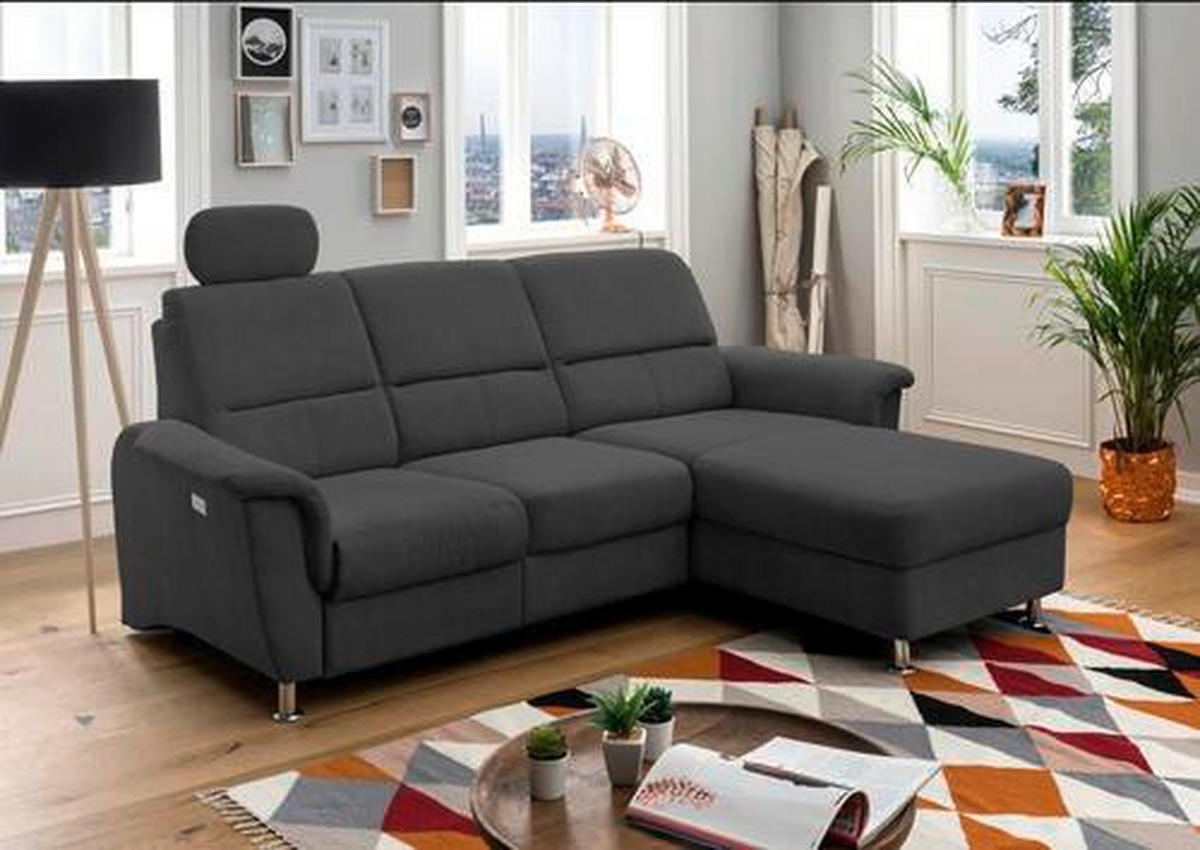 ECKSOFA in Mikrofaser Schwarz  - Chromfarben/Schwarz, Modern, Textil/Metall (231/165cm) - Livetastic