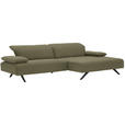 ECKSOFA Biella in Flachgewebe Olivgrün  280/165 cm  - Anthrazit/Olivgrün, Design, Textil/Metall (280/165cm) - Johann Jakob