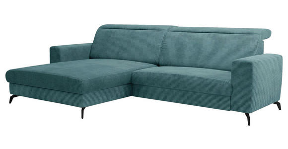 ECKSOFA inkl. Funktion Pastellblau Cord  - Pastellblau/Schwarz, KONVENTIONELL, Textil/Metall (178/290cm) - Cantus