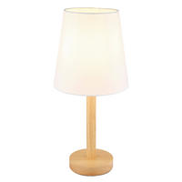 STOLNÁ LAMPA, E14, 20/45 cm  - hnedá/biela, Basics, kov/textil (20/45cm)