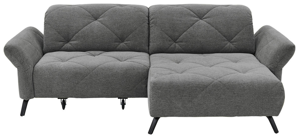 ECKSOFA in Webstoff Anthrazit  - Anthrazit/Schwarz, Design, Textil/Metall (244/173cm) - Moderano