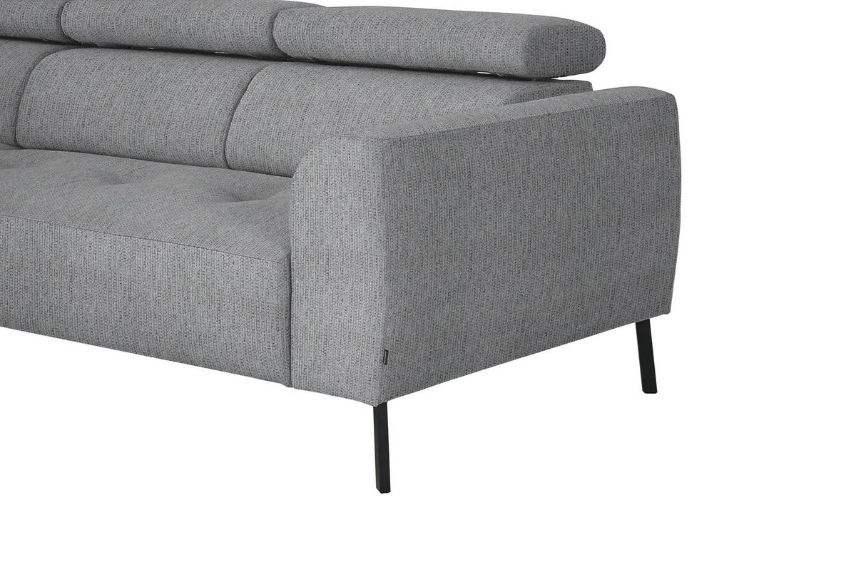 ECKSOFA in Webstoff Silberfarben  205/280 cm  - Silberfarben/Schwarz, Design, Textil/Metall (205/280cm) - Xora