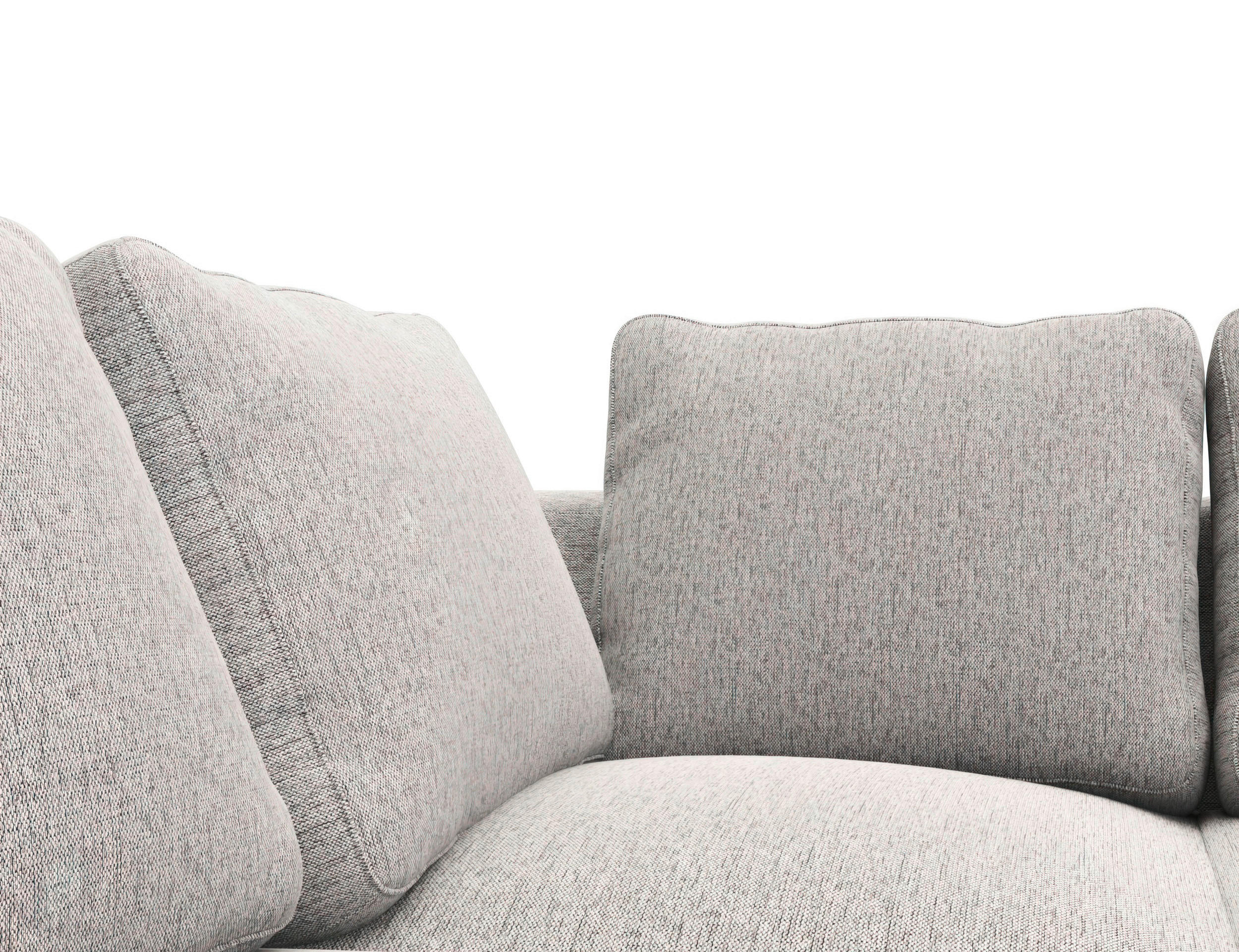 ECKSOFA Hellgrau Webstoff, Flachgewebe  - Hellgrau/Schwarz, Design, Textil/Metall (252/219cm) - Livetastic