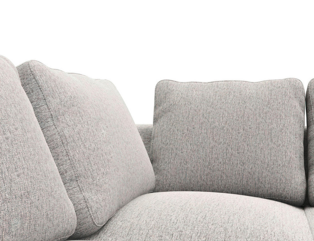 ECKSOFA Hellgrau Webstoff, Flachgewebe  - Hellgrau/Schwarz, Design, Textil/Metall (252/219cm) - Livetastic