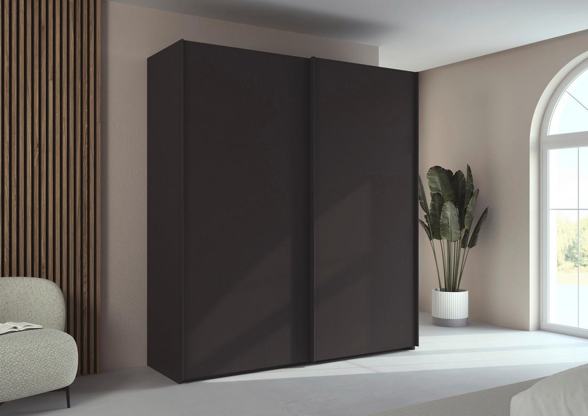 SCHWEBETÜRENSCHRANK 201/223/69 cm,  in Graphitfarben, 2 Tür(en)  - Graphitfarben, Basics, Holzwerkstoff/Metall (201/223/69cm) - Rauch Möbel