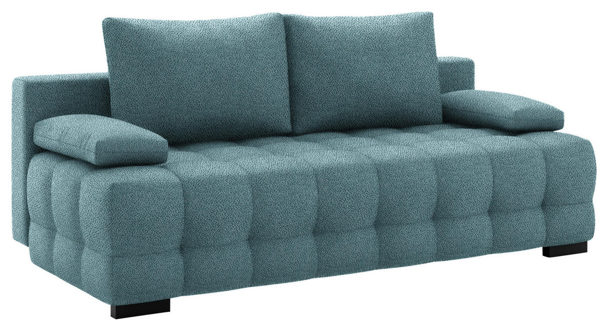 SCHLAFSOFA in Chenille, Plüsch Blau  - Blau/Schwarz, KONVENTIONELL, Kunststoff/Textil (209/96/100cm) - Stylife