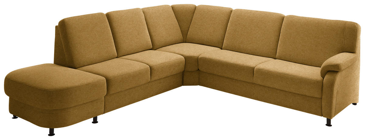 ECKSOFA Flachgewebe Currygelb  - Currygelb/Schwarz, Konventionell, Textil/Metall (287/269cm) - Beldomo System