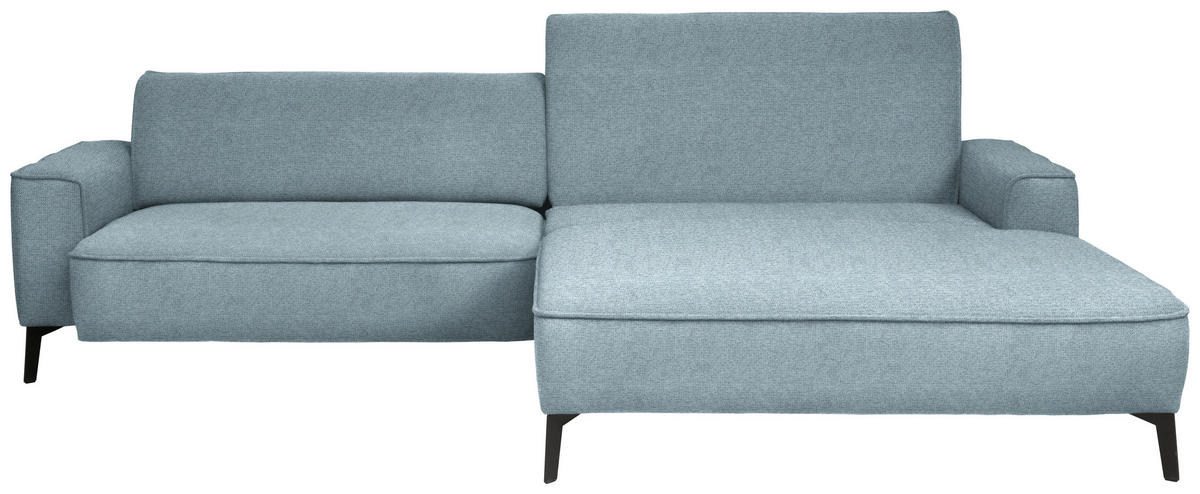 ECKSOFA in Flachgewebe Hellblau  - Schwarz/Hellblau, Design, Textil/Metall (285/190cm) - Johann Jakob
