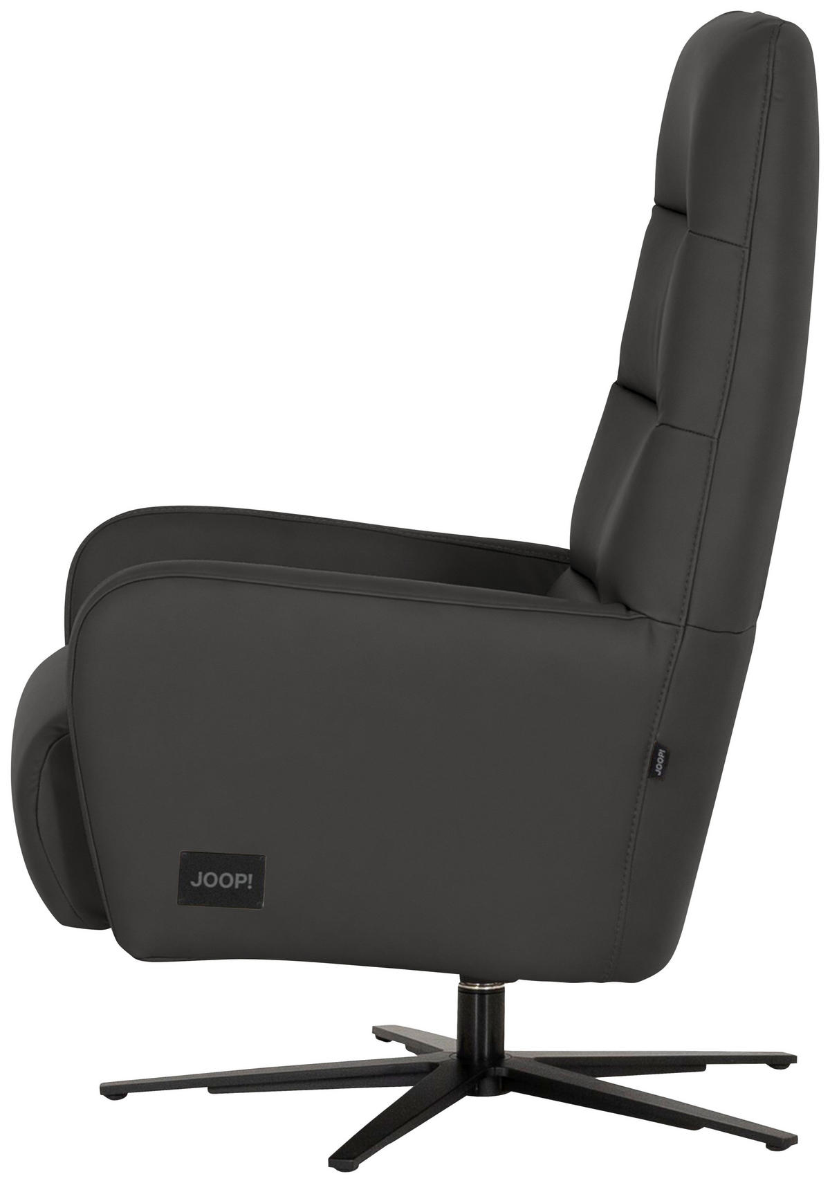 RELAXSESSEL Leder Dunkelgrau  - Dunkelgrau/Schwarz, Modern, Leder/Metall (66/110/83cm) - Joop!