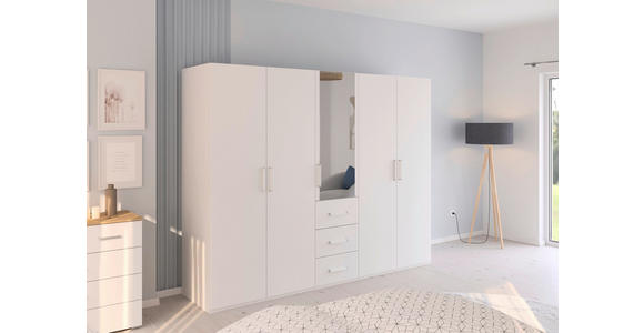 DREHTÜRENSCHRANK  in Weiß  - Weiß, Design, Glas/Holzwerkstoff (251/197/60cm) - Novel