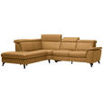 ECKSOFA in Echtleder Cognac  - Cognac/Schwarz, Design, Leder/Metall (239/289cm) - Cantus