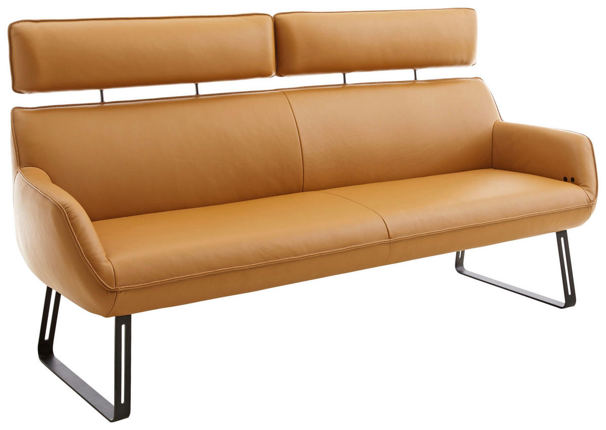 SITZBANK 213/107/78 cm Echtleder Bernsteinfarben Metall  - Beige/Bernsteinfarben, Design, Leder/Metall (213/107/78cm) - Koinor