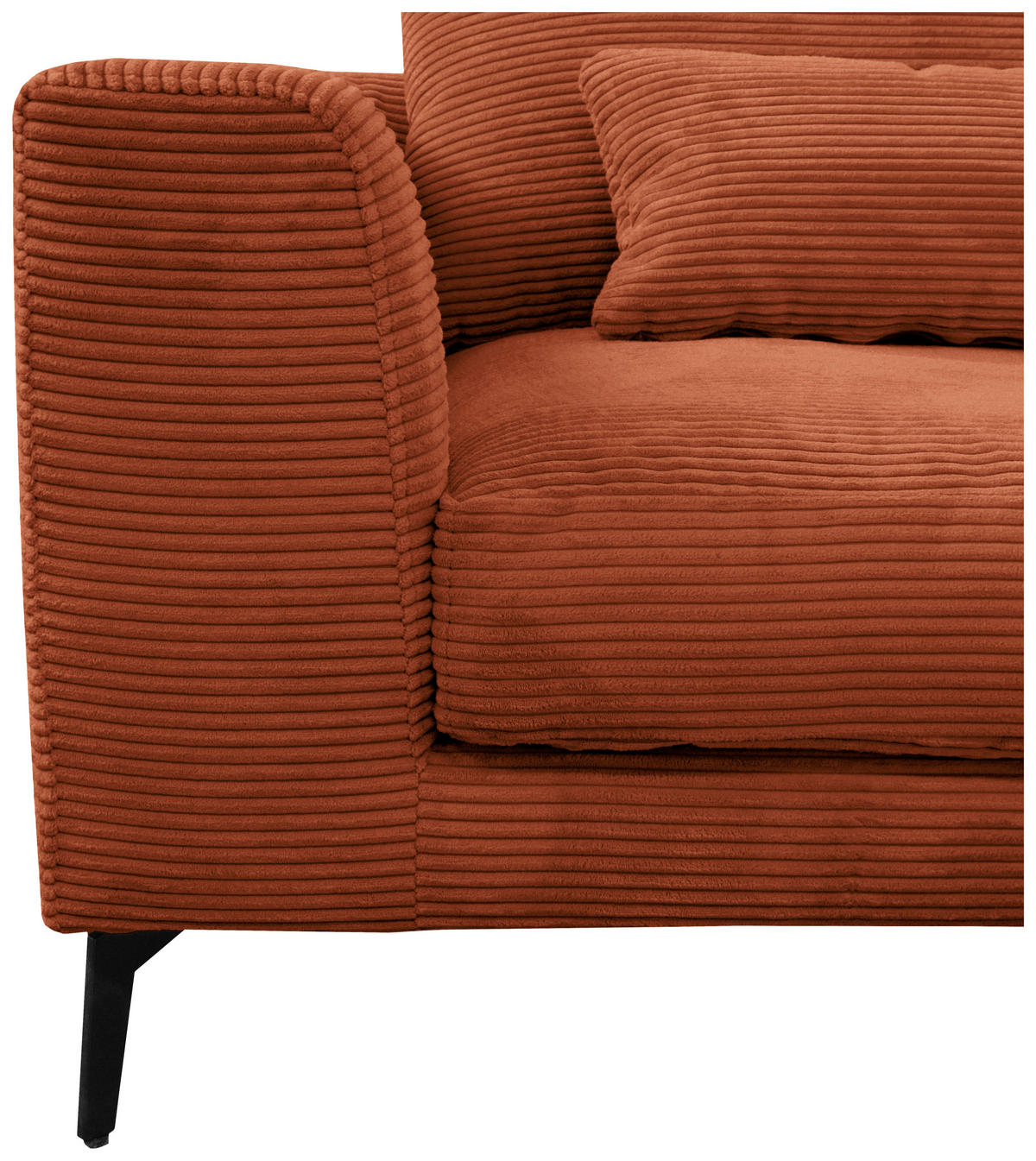 ECKSOFA in Cord Kupferfarben  - Schwarz/Kupferfarben, Design, Textil/Metall (313/172cm) - Livetastic