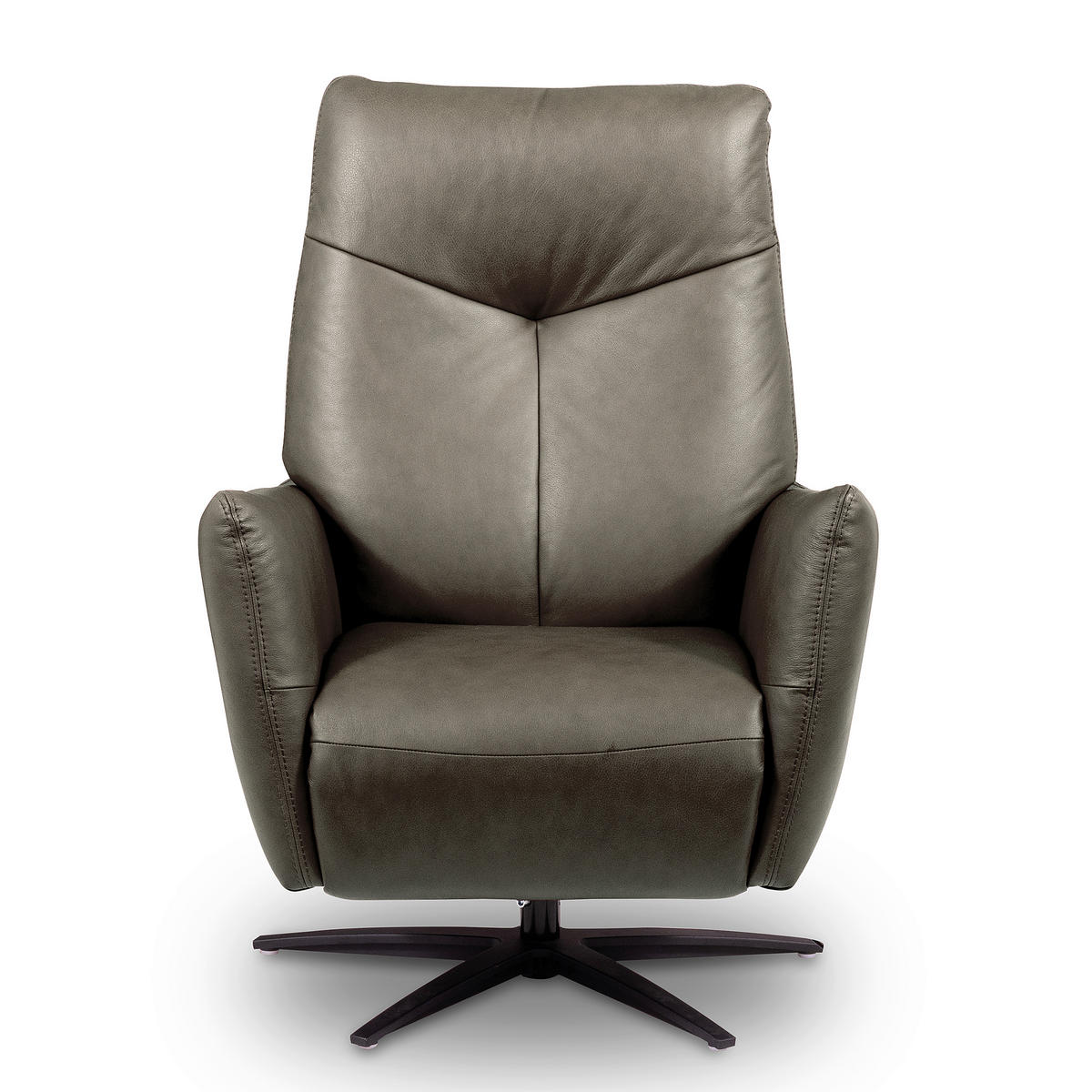 RELAXSESSEL Leder Grau  - Schwarz/Grau, Design, Leder/Metall (76/107/88cm) - Livetastic