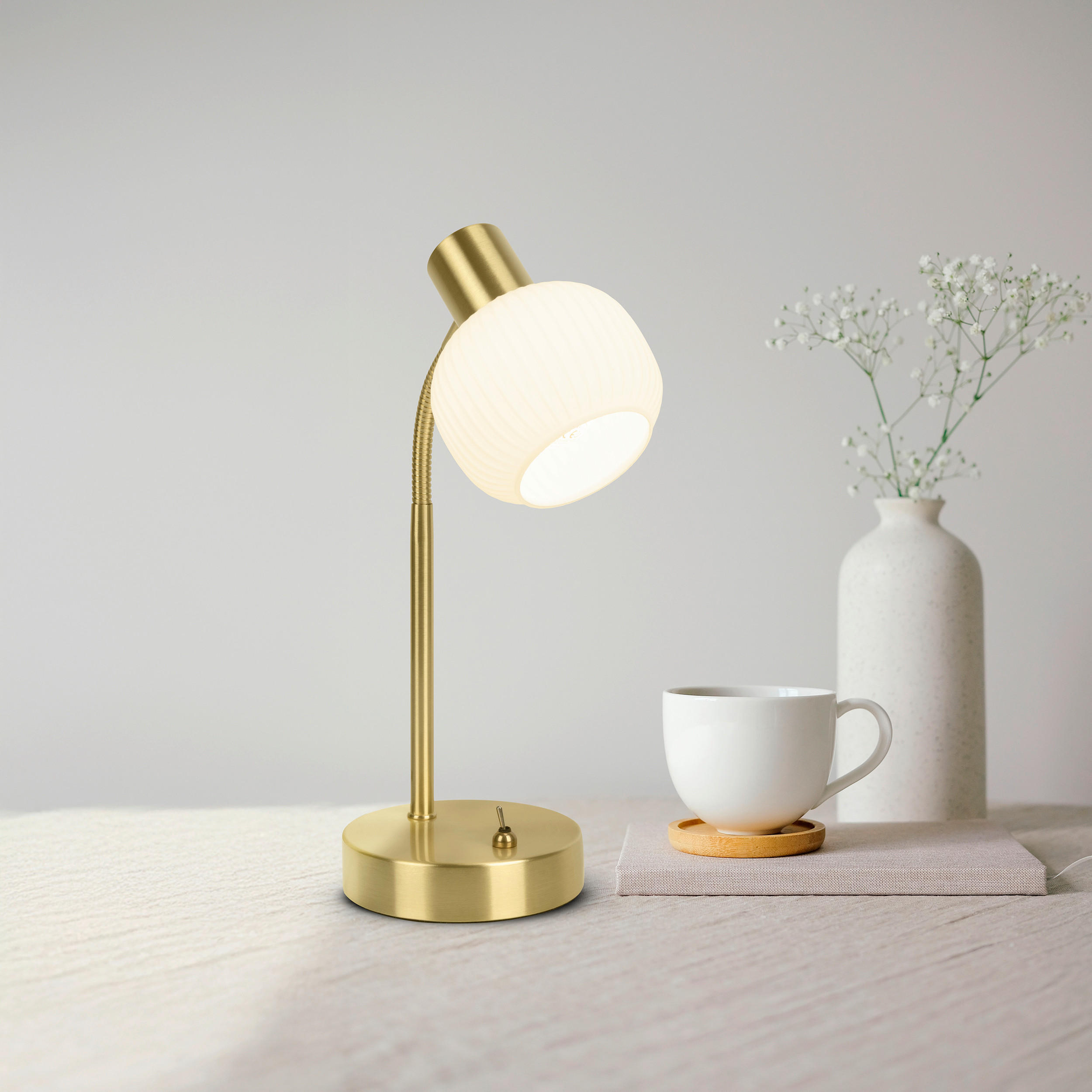 TISCHLEUCHTE 12/36,5 cm   - Weiß, LIFESTYLE, Glas/Metall (12/36,5cm) - Näve