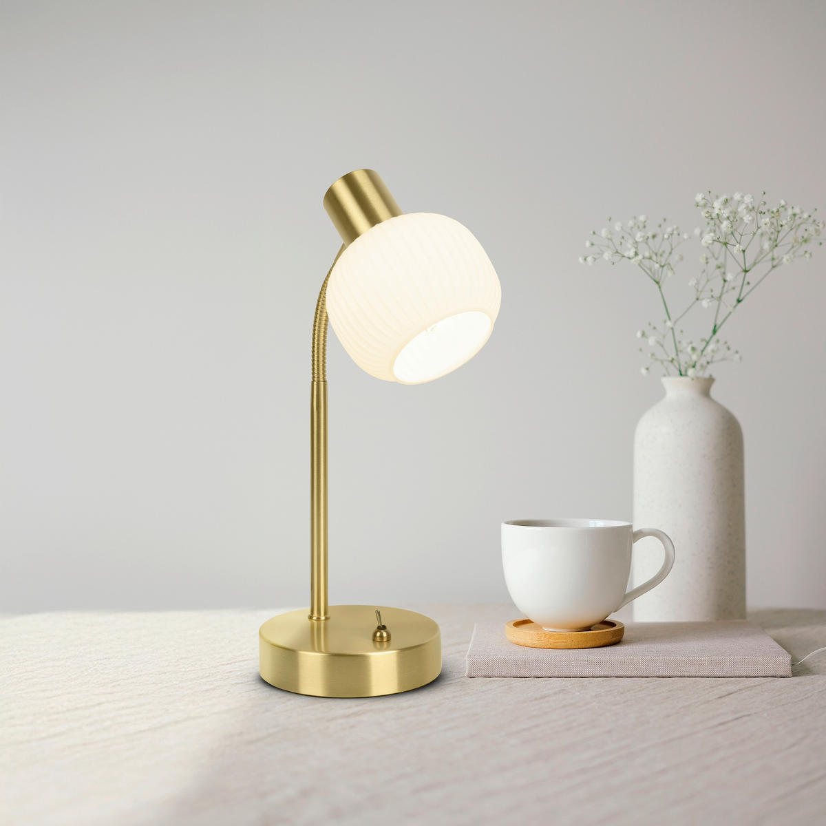 TISCHLEUCHTE 12/36,5 cm   - Weiß, LIFESTYLE, Glas/Metall (12/36,5cm) - Näve
