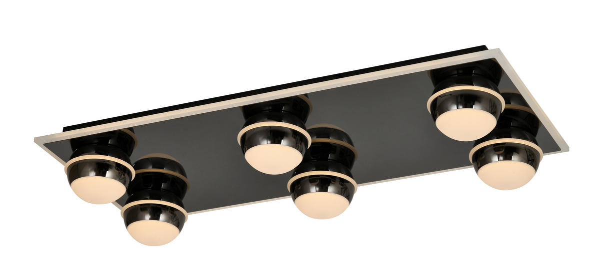 LED-DECKENLEUCHTE Biarritz 74/32/12,5 cm  - Schwarzchrom, Design, Kunststoff/Metall (74/32/12,5cm)