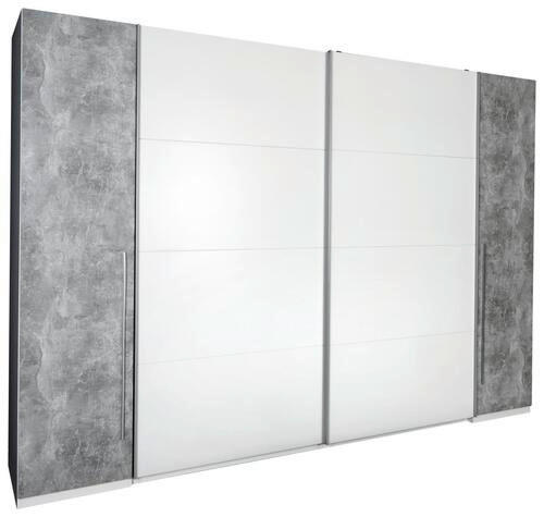 SCHWEBETÜRENSCHRANK 270/225/61 cm 4-türig Grau, Weiß  - Eichefarben/Alufarben, MODERN, Kunststoff/Metall (270/225/61cm) - MID.YOU