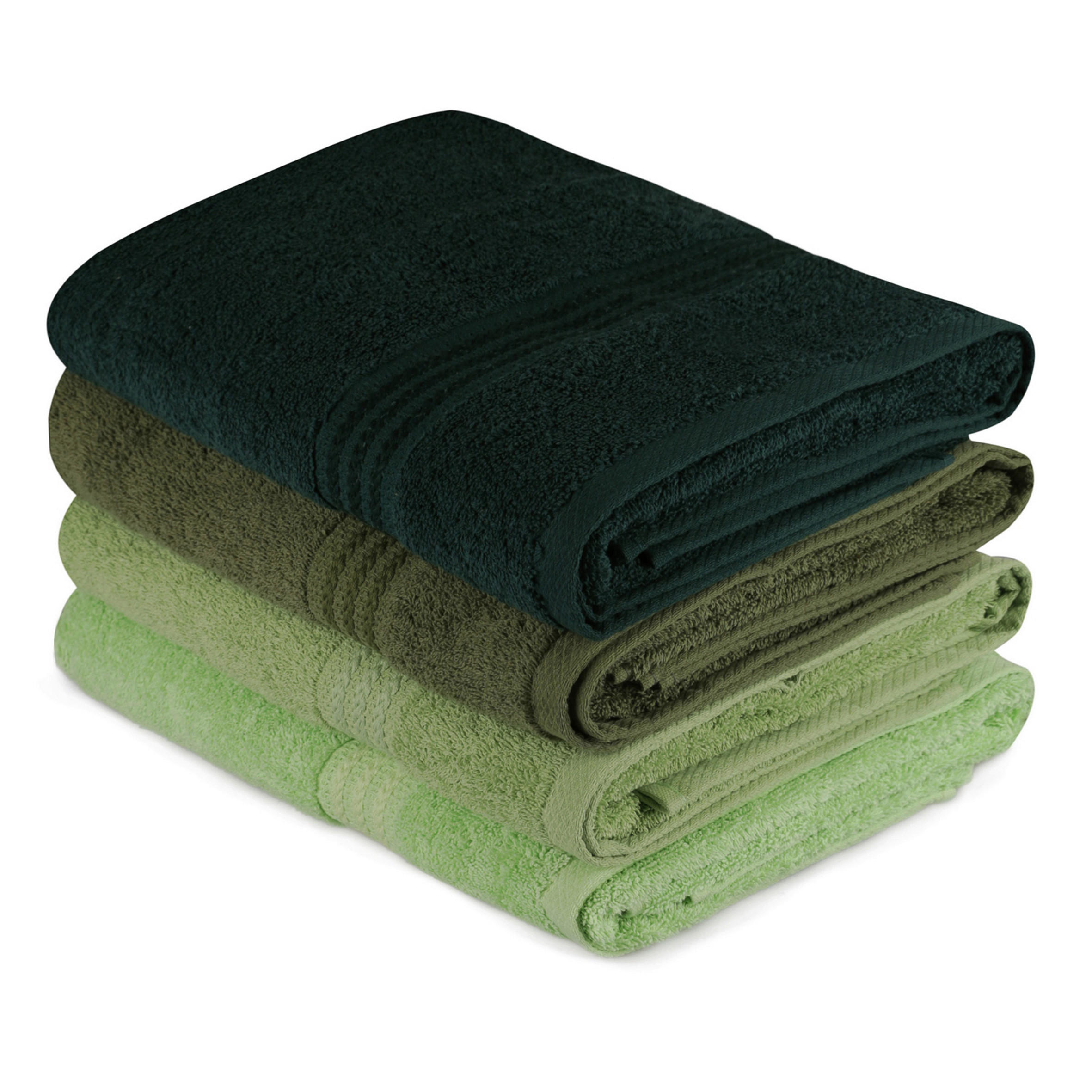 DUSCHTUCHSET 70/140 cm 4-teilig  - Dunkelgrün/Hellgrün, Basics, Textil (70/140cm)