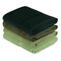 DUSCHTUCHSET 70/140 cm 4-teilig  - Dunkelgrün/Hellgrün, Basics, Textil (70/140cm)