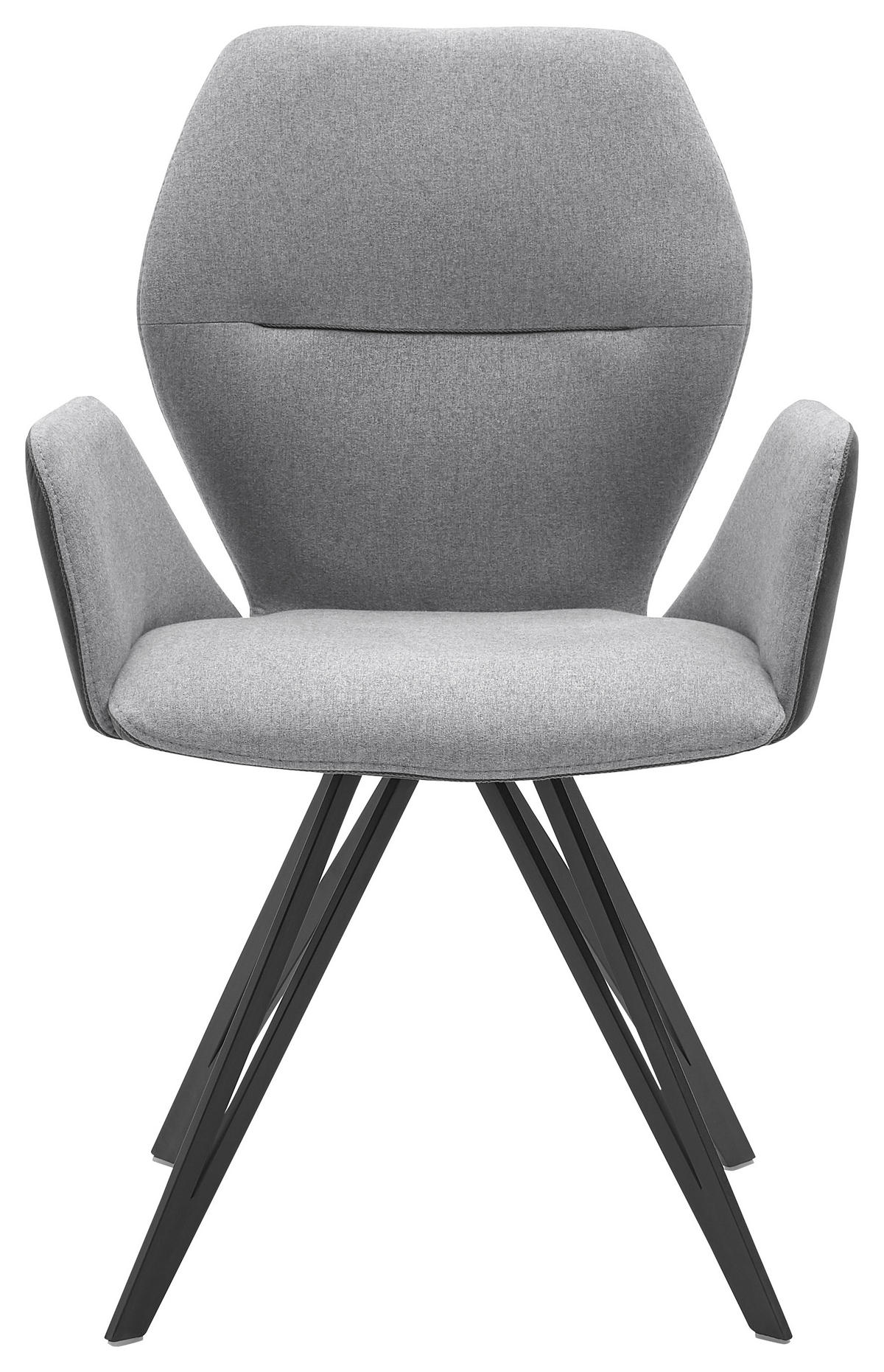 ARMLEHNSTUHL  in Webstoff, Mikrofaser  - Anthrazit/Silberfarben, Design, Textil/Metall (62/91/59cm) - Valnatura