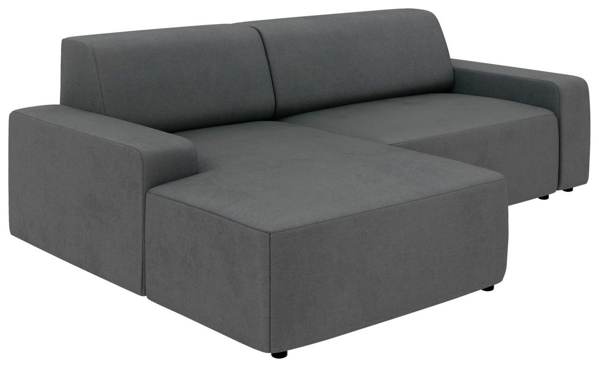 ECKSOFA in Struktur Anthrazit  162/246 cm  - Anthrazit/Schwarz, MODERN, Kunststoff/Textil (162/246cm) - Trendmanufaktur