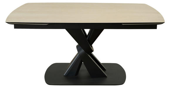 ESSTISCH in Metall, Glas, Stein 160-240/90/76 cm  - Beige/Schwarz, Design, Glas/Stein (160-240/90/76cm) - Novel