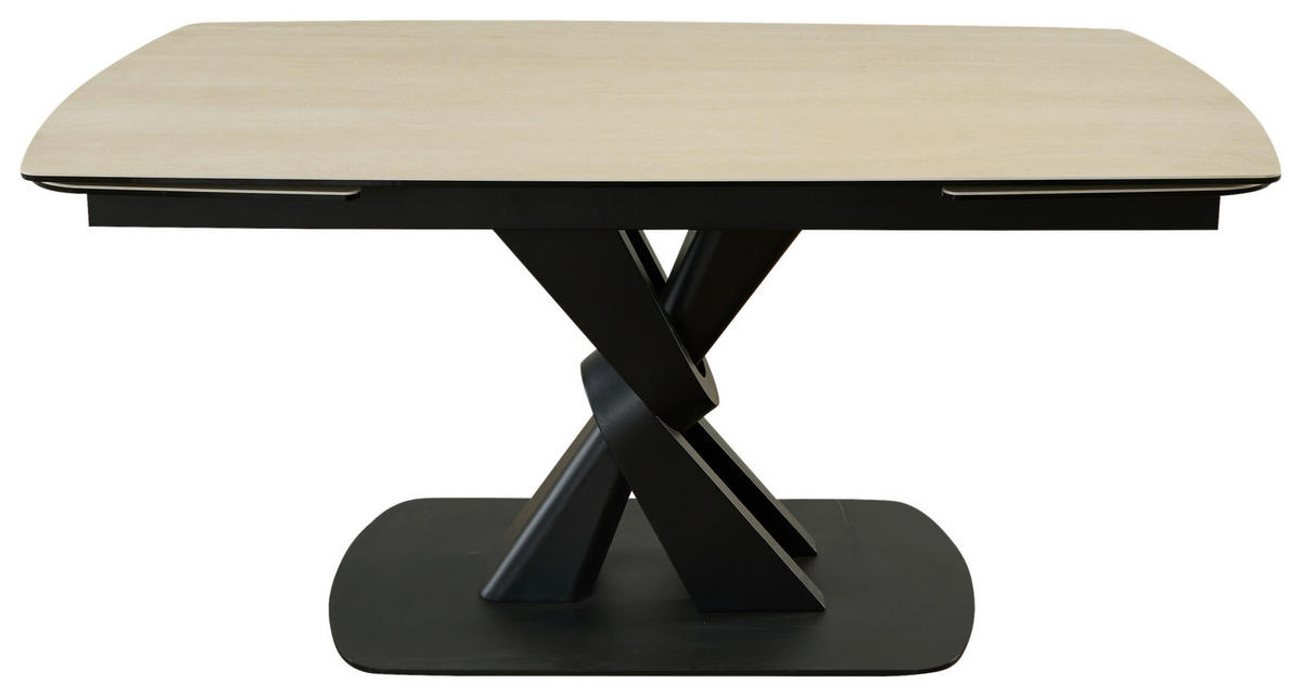 ESSTISCH in Metall, Glas, Stein 160-240/90/76 cm  - Beige/Schwarz, Design, Glas/Stein (160-240/90/76cm) - Novel