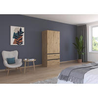 DREHTÜRENSCHRANK 91/197/54 cm,  in Eiche Artisan, 2  - Eiche Artisan/Grau, MODERN, Holzwerkstoff (91/197/54cm) - Rauch Möbel