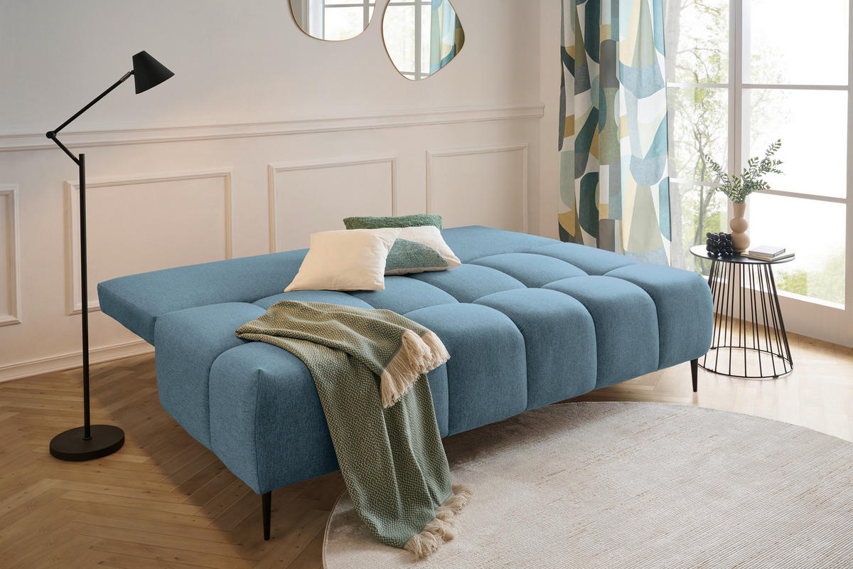 ZOFA S POSTELJNO FUNKCIJO,  modra tekstil  - modra/črna, Moderno, kovina/tekstil (204/90/95cm) - MID.YOU