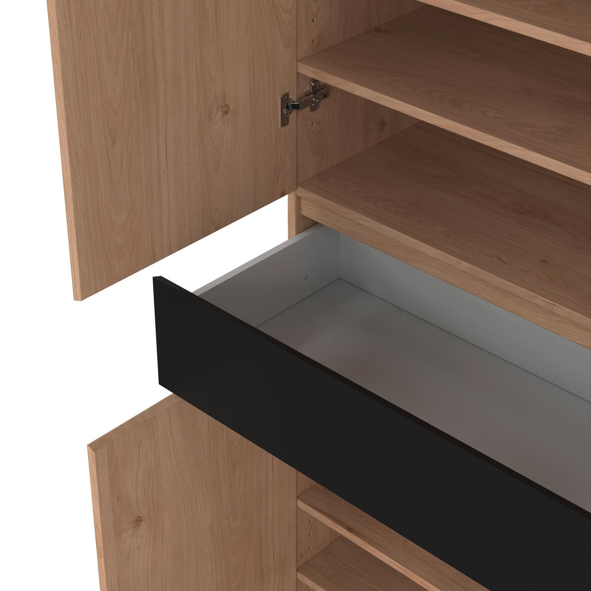 SCHUHSCHRANK Schwarz, Eichefarben  - Eichefarben/Schwarz, Design, Holzwerkstoff (80,4/191,7/40cm) - Livetastic