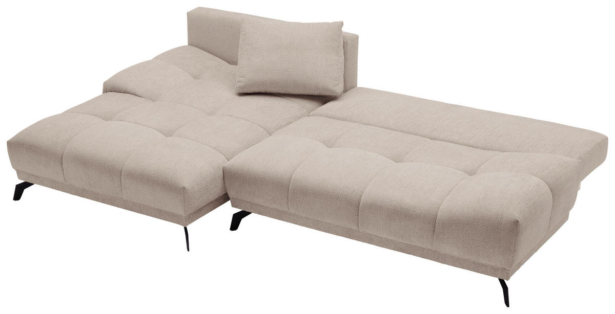 ECKSOFA Greige Chenille  - Greige/Schwarz, MODERN, Textil/Metall (182/290cm) - Hom`in