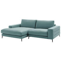 ECKSOFA  in Velours Türkis  177/253 cm  - Türkis/Schwarz, Design, Textil/Metall (177/253cm) - Dieter Knoll