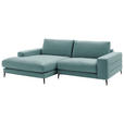 ECKSOFA  in Velours Türkis  177/253 cm  - Türkis/Schwarz, Design, Textil/Metall (177/253cm) - Dieter Knoll