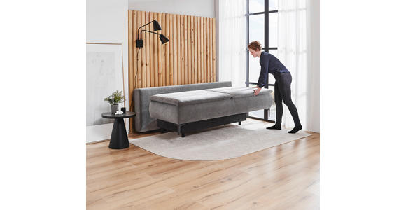 BOXSPRINGSOFA mit Schlafen auf Sitzhöhe, Stoffauswahl, Liegefunktion, Rücken echt Flachgewebe Grau - Schwarz/Grau, Design, Textil/Metall (204/93/100cm) - Novel