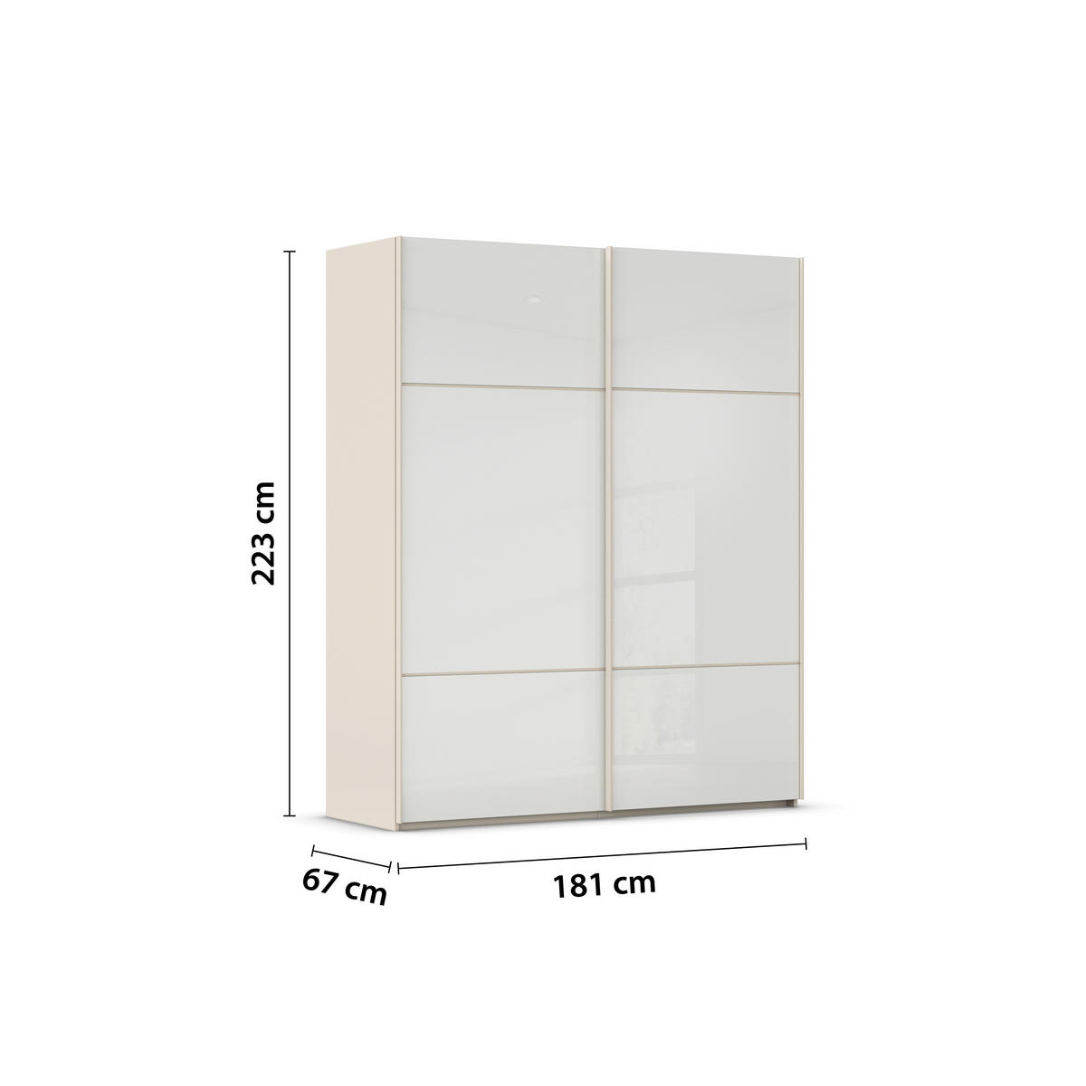 SCHWEBETÜRENSCHRANK in Weiss, Champagner  - Weiss/Champagner, Konventionell, Glas/Holzwerkstoff (181/223/67cm) - Novel