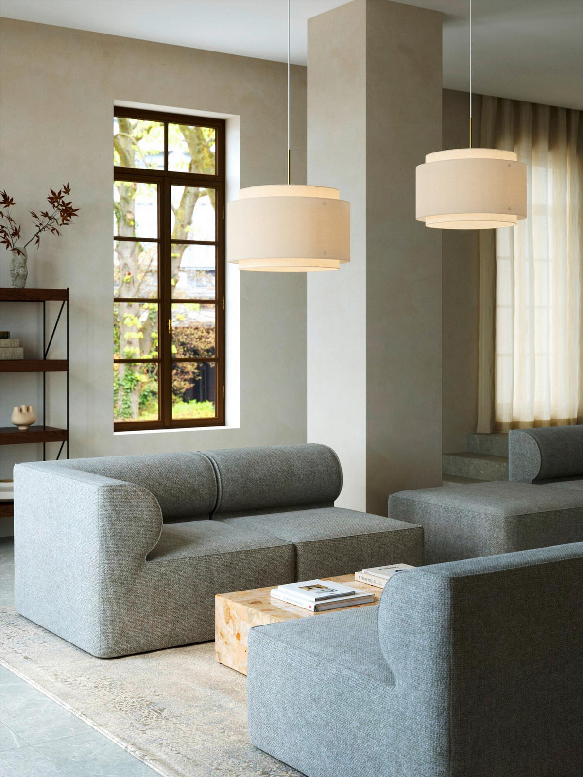 PENDELLEUCHTE Takai 45/46 cm  - Beige, Design, Textil (45/46cm) - Nordlux