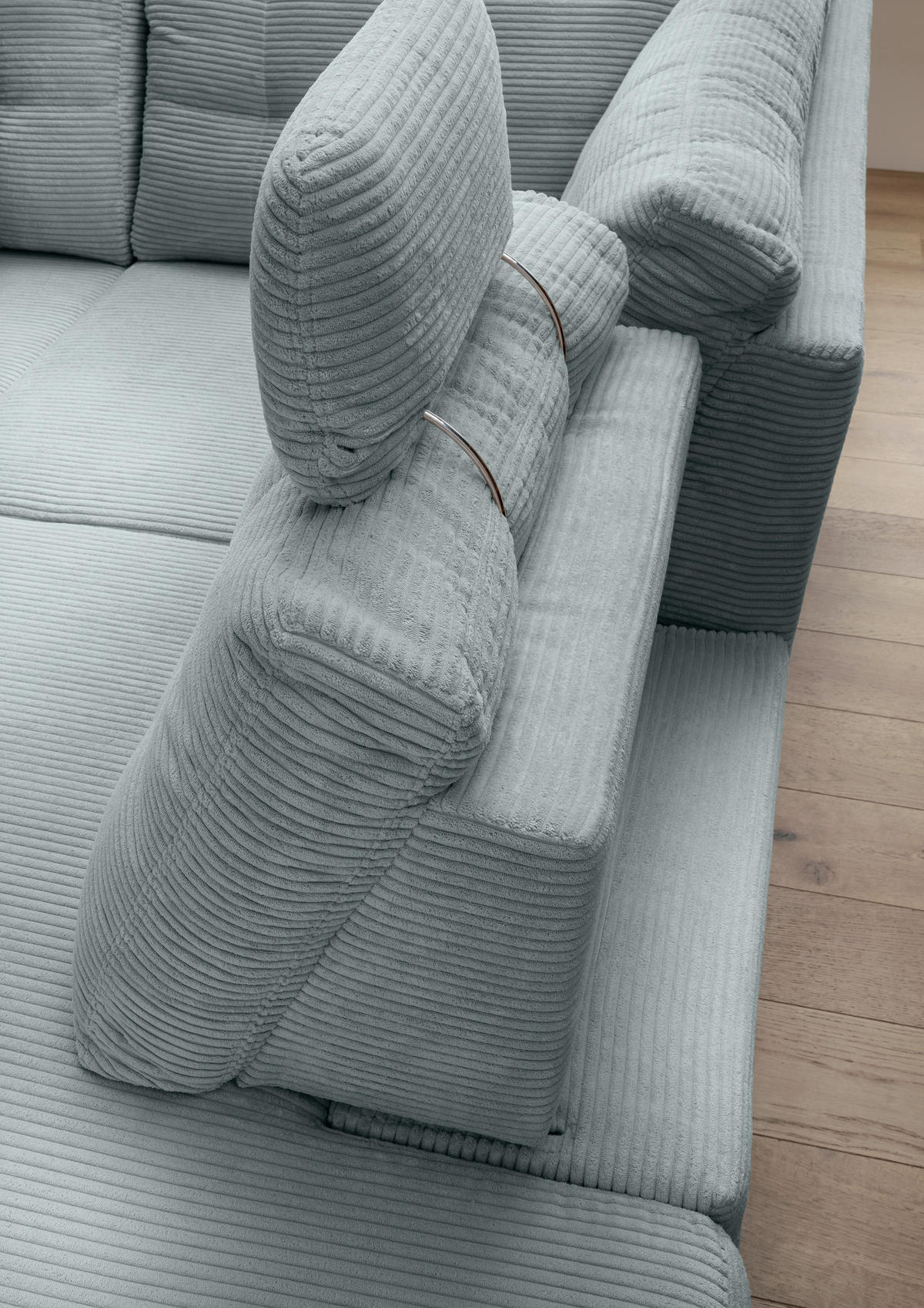 ECKSOFA in Cord Hellblau  - Naturfarben/Hellblau, Modern, Holz/Textil (274/206cm) - Livetastic