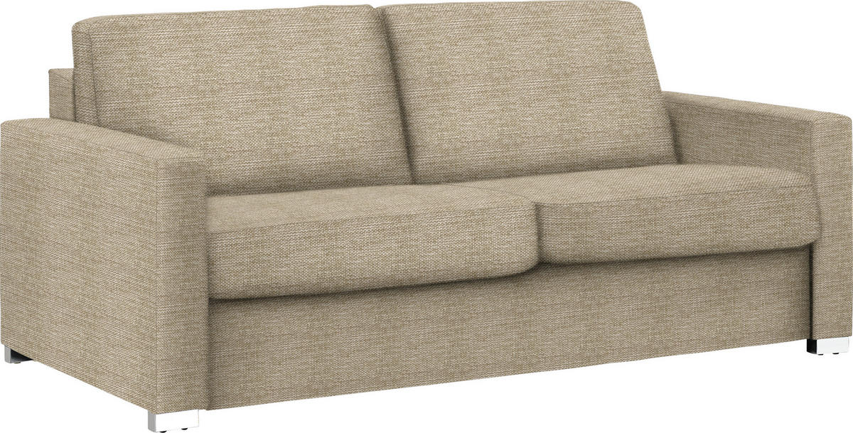 SCHLAFSOFA Webstoff Beige  - Chromfarben/Beige, KONVENTIONELL, Textil/Metall (188/86/97cm) - Novel