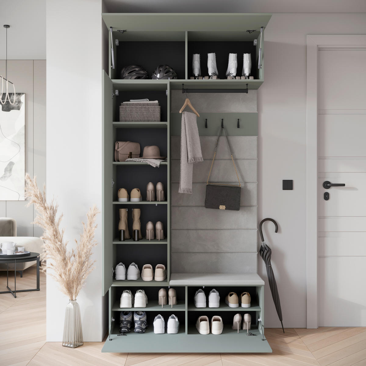 HALLMÖBEL  i 115/231,9/37,5 cm  - grågrön, Design, trämaterial (115/231,9/37,5cm) - Livetastic