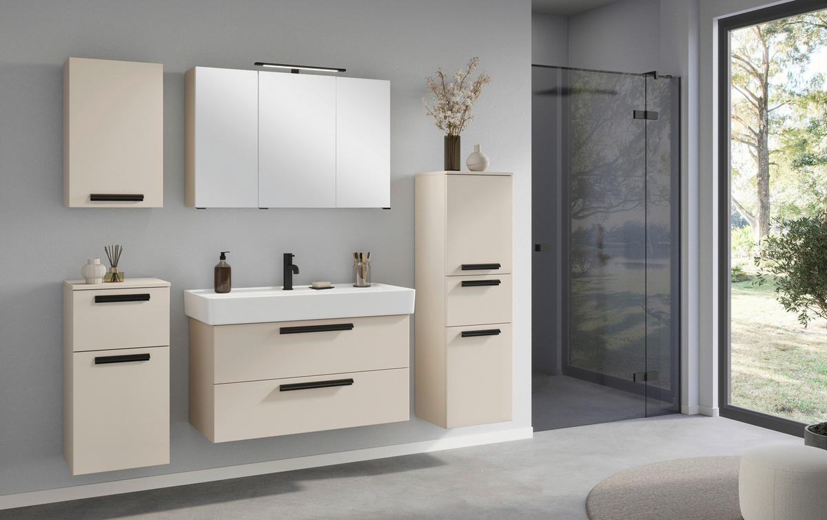 MIDISCHRANK 40/130/35 cm  - Sandfarben/Schwarz, KONVENTIONELL, Holzwerkstoff/Kunststoff (40/130/35cm) - Xora