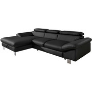 Ecksofa Schwarz Lederlook - Chromfarben/Schwarz, Design, Textil/Metall (169/268cm) - Carryhome