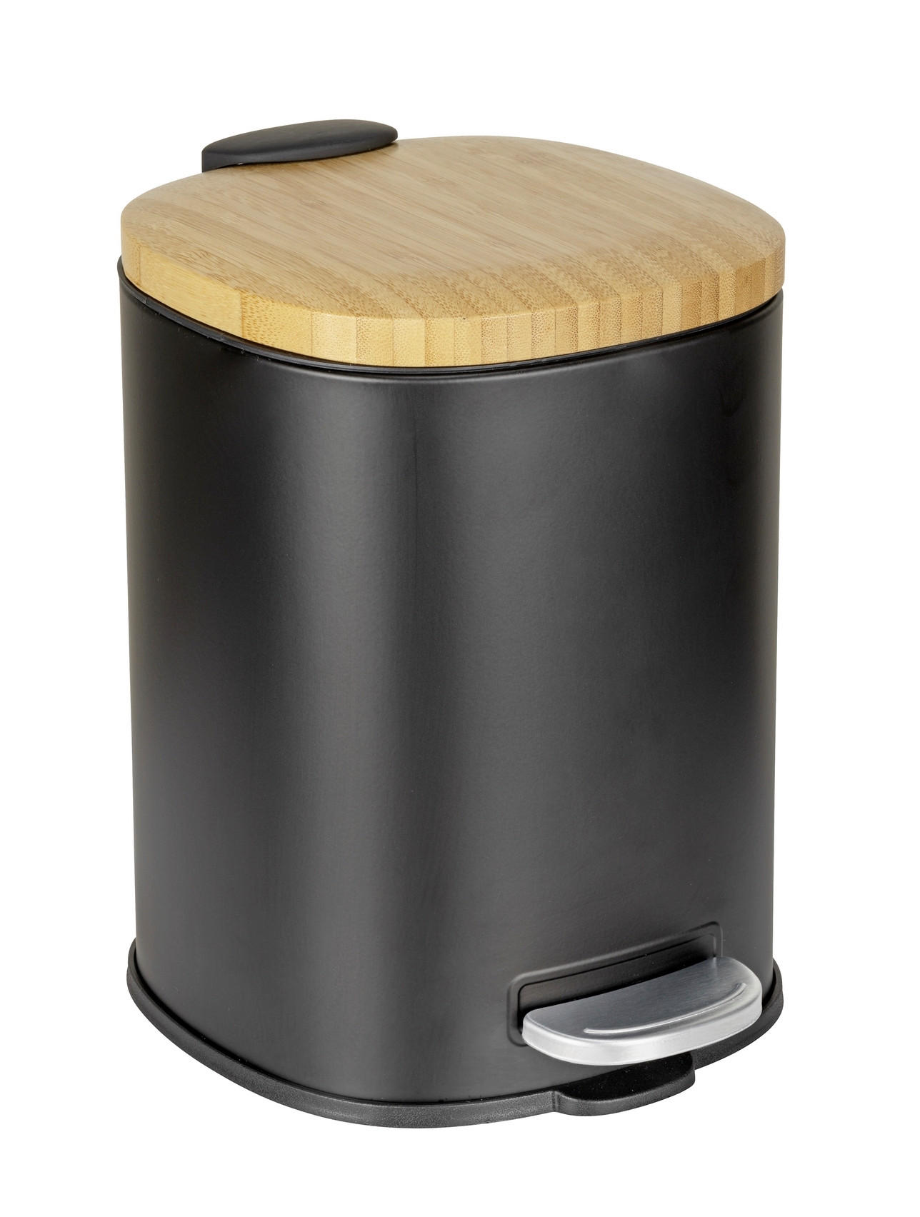 PEDÁLOS SZEMETES 3 l  - fekete, Basics, műanyag/fa (17/23,5/21cm) - Wenko