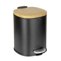 PEDÁLOS SZEMETES 3 l  - fekete, Basics, műanyag/fa (17/23,5/21cm) - Wenko